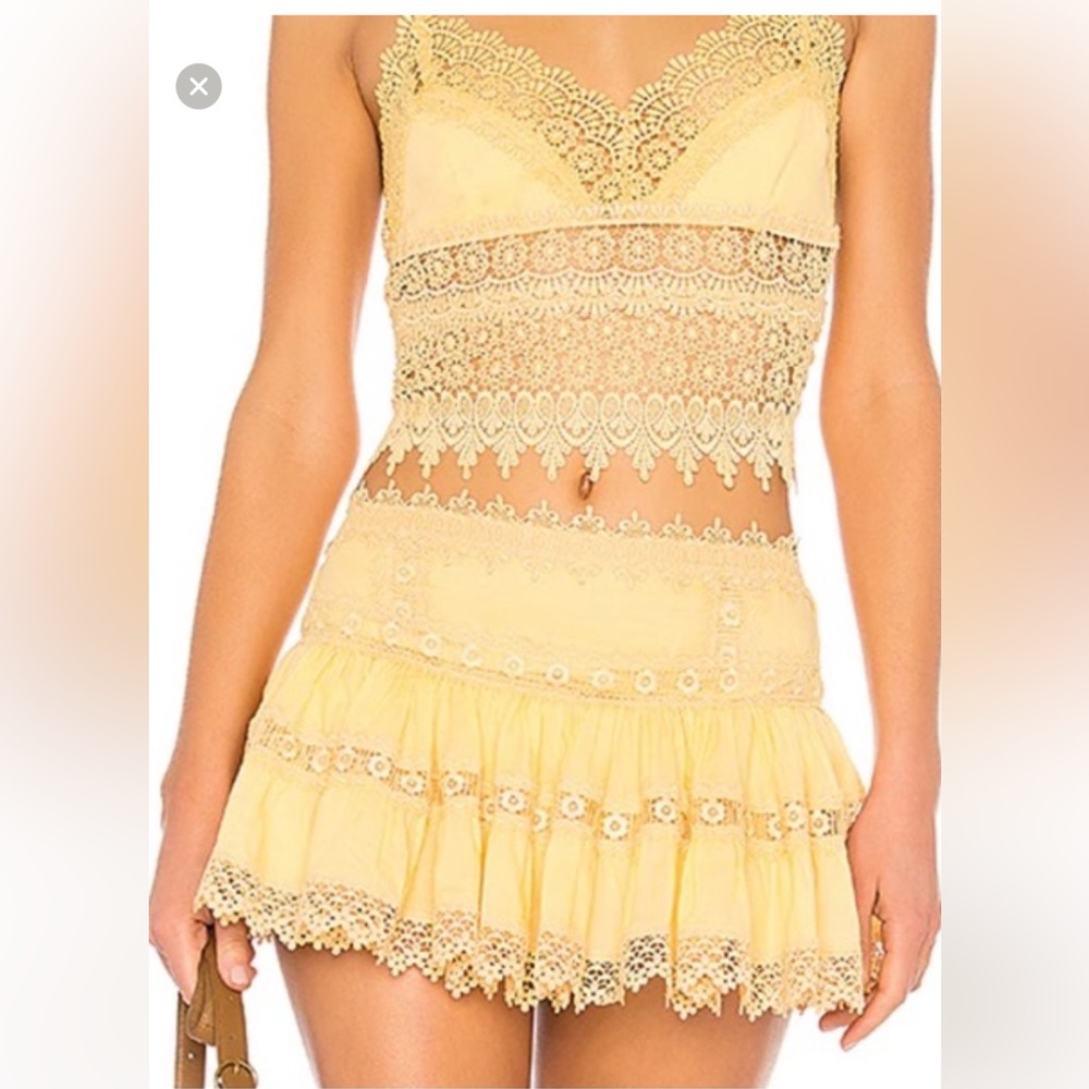 Charo Ruiz embroidered yellow mini skirt Sz S
